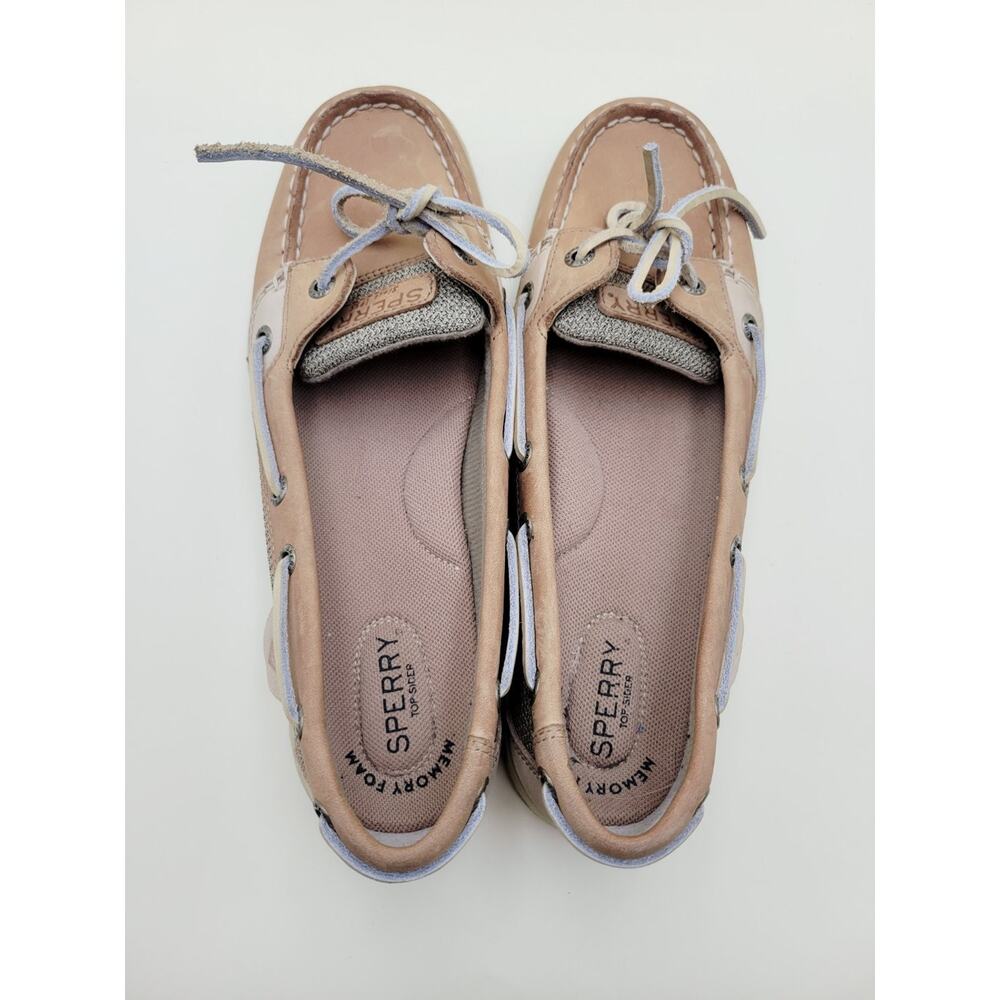 Sperry Angelfish Women's Boat Shoes Size 8 Tan Leather Mesh Loafers 9102047 Used - Picture 5 of 9